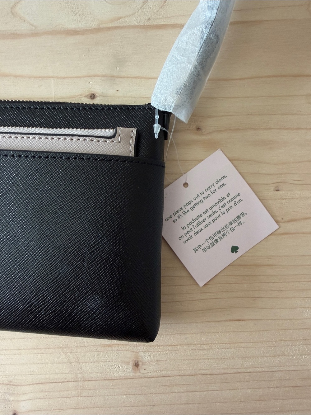 kate spade Black Crossbody Wallet with Pale Pink Front Pocket - Picture 4 of 6